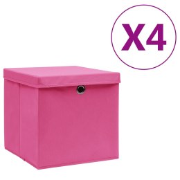  Pudełka z pokrywami, 4 szt., 28x28x28 cm, różowe