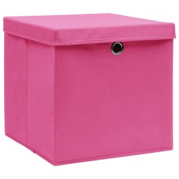  Pudełka z pokrywami, 4 szt., 28x28x28 cm, różowe