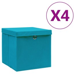  Pudełka z pokrywami, 4 szt., 28x28x28 cm, błękitne