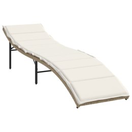  Leżak z poduszką, beżowy, 55x199x50 cm, polirattan
