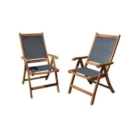 Fotel ogrodowy Drewno akacjowe Materiałowy Szary (2 Sztuk) (59 x 45,5 x 75,5 cm)