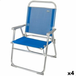 Fotel plażowy Aktive Gomera Niebieski 48 x 88 x 50 cm Aluminium Składany (4 Sztuk)