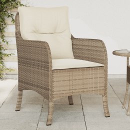 Krzesła ogrodowe z poduszkami, 2 szt., beżowe, polirattan