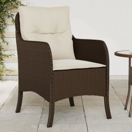 Krzesła ogrodowe z poduszkami, 2 szt., brązowe, polirattan