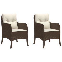 Krzesła ogrodowe z poduszkami, 2 szt., brązowe, polirattan