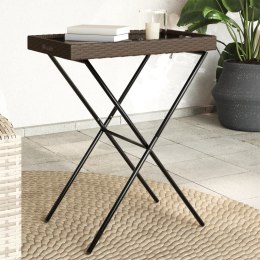 Składany stolik z tacą, brązowy, 65x40x75 cm, polirattan