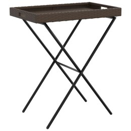 Składany stolik z tacą, brązowy, 65x40x75 cm, polirattan