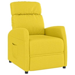 Fotel rozkładany, żółty, obity tkaniną